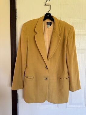 2 for $30 sale: Vintage Parisian signature marigold yellow wool blend Blazer